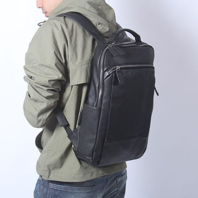Black Leather Laptop Backpack | STEELE