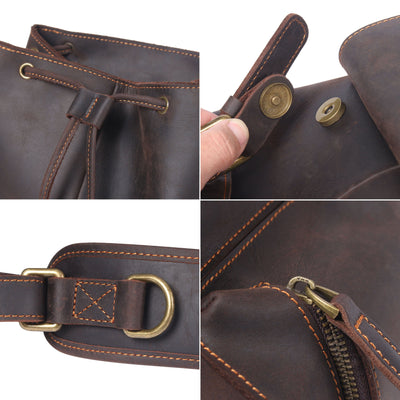 Leather Drawstring Backpack | DASHAN