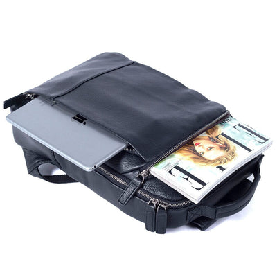 Black Leather Laptop Backpack | STEELE