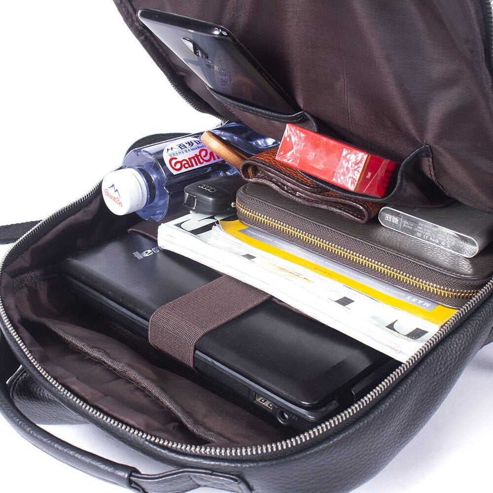 Black Leather Laptop Backpack | STEELE