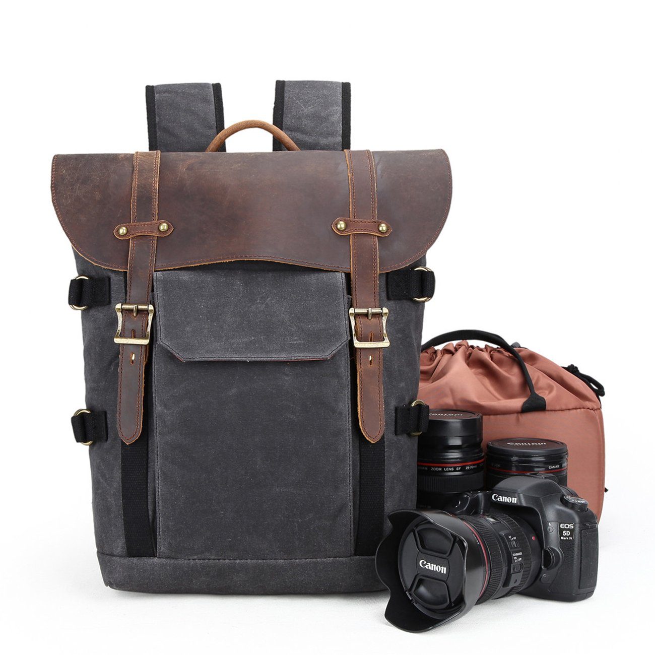 Canvas and Leather Camera Backpack | HALIBURTON