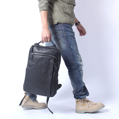 Black Leather Laptop Backpack | STEELE