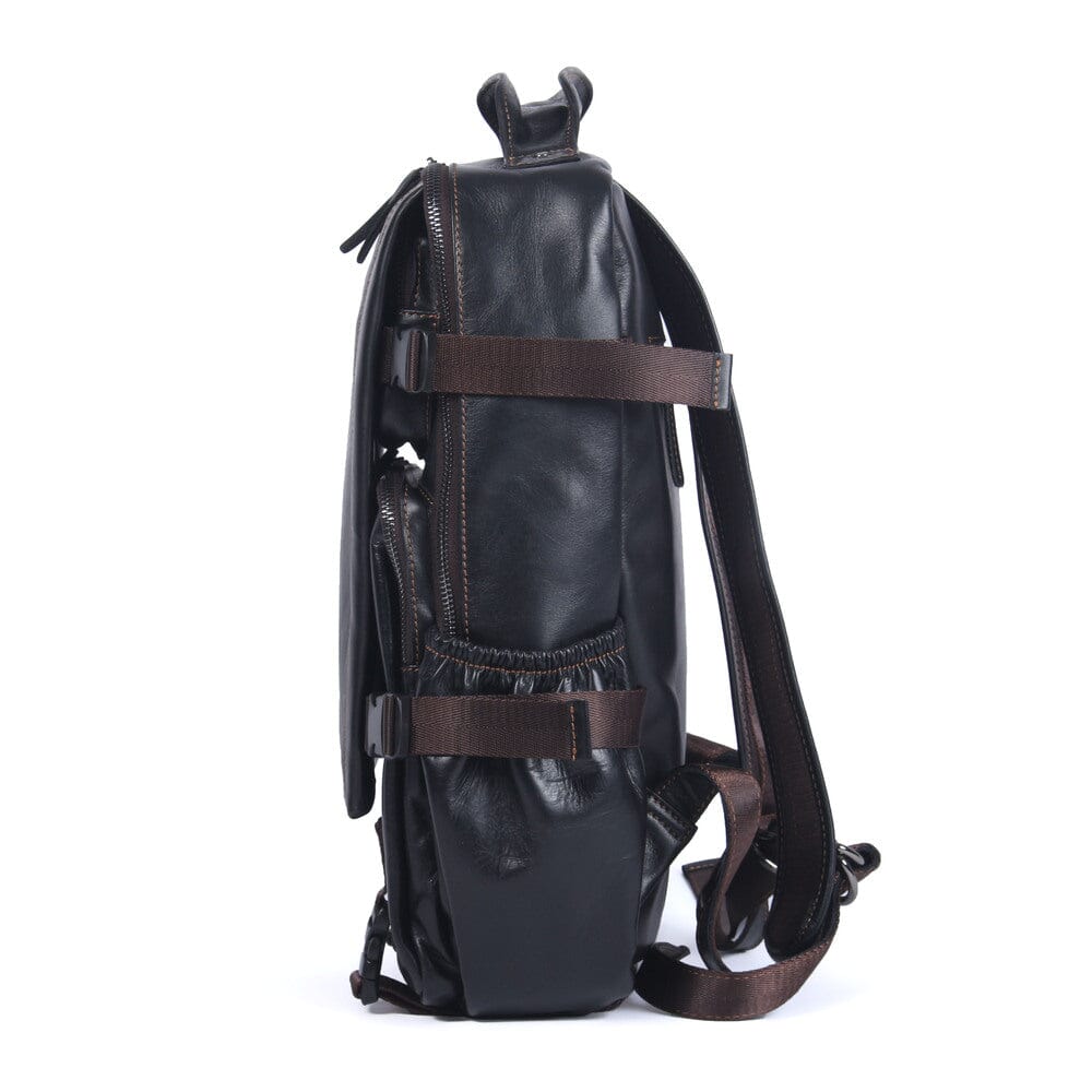 Men's Black Leather Backpack | LOGAN
