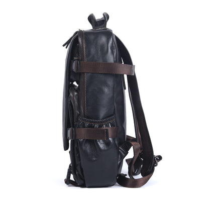 Men's Black Leather Backpack | LOGAN