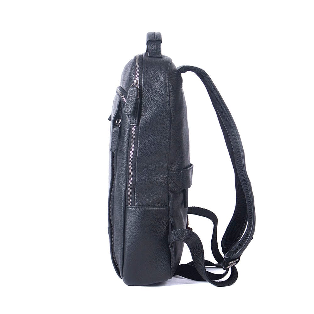 Black Leather Laptop Backpack | STEELE
